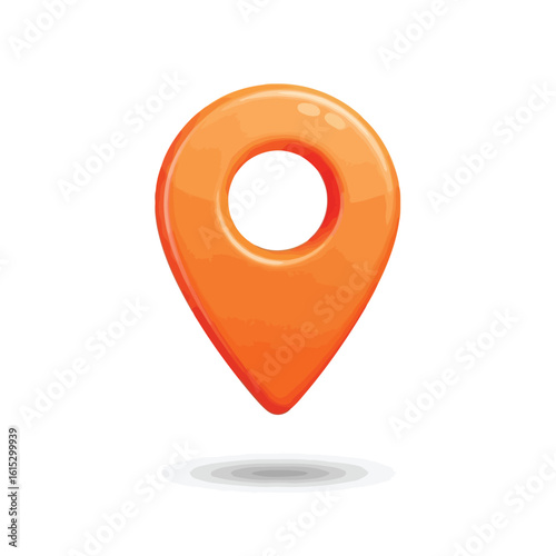 Vector illustration of a glossy orange location pin marker, symbolizing navigation and destination