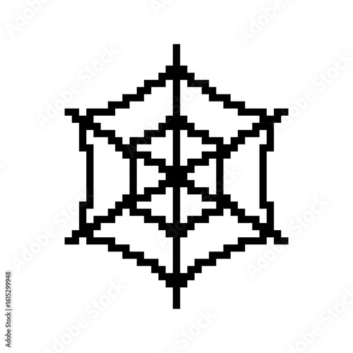 Spiderweb pixel icon. Sticky trap of intertwining dangerous vector lines, cobweb. Pixel art.