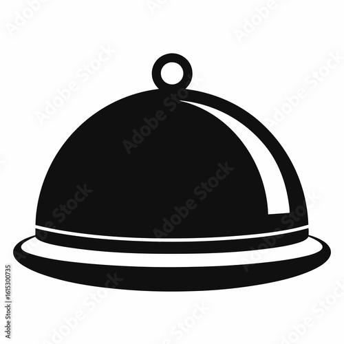 Black Food Serving Cloche Icon.