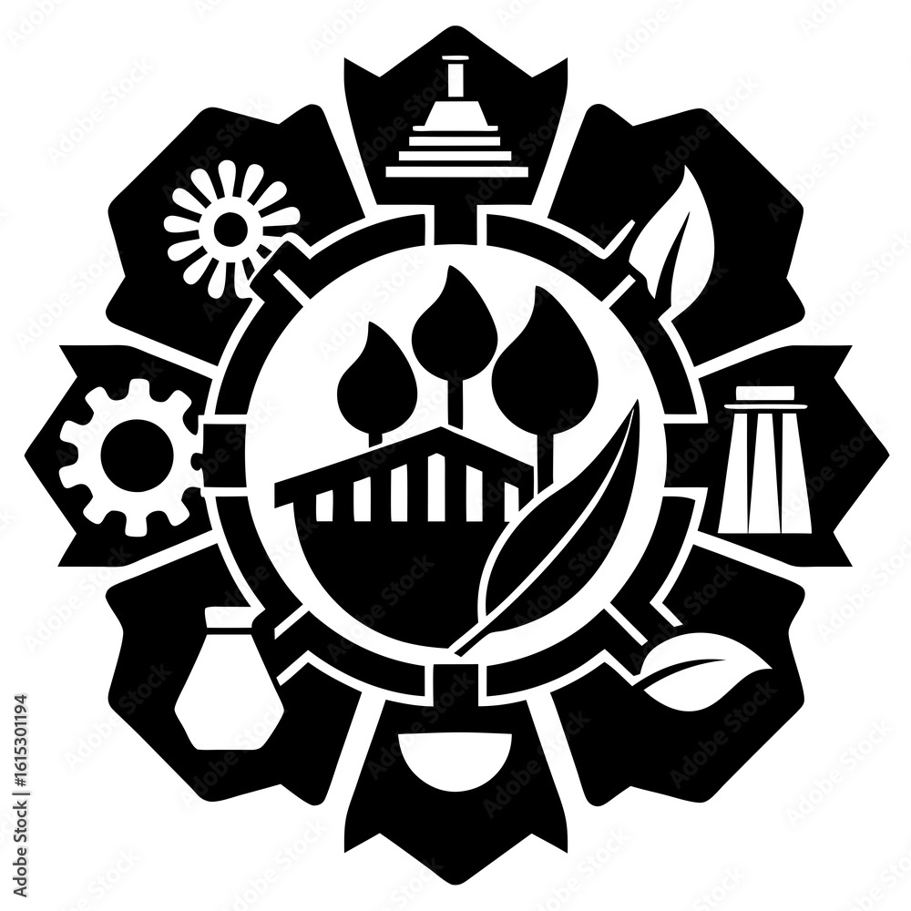 Fototapeta premium EcoIndustrial Development and Sustainability Symbol.