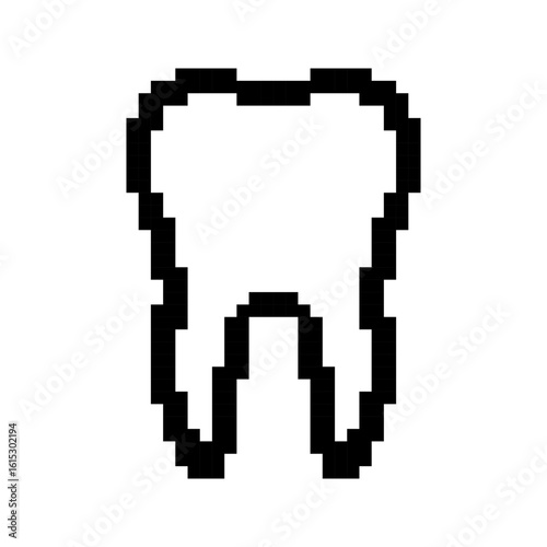 Tooth pixel icon. Dental symbol. Pixel art.