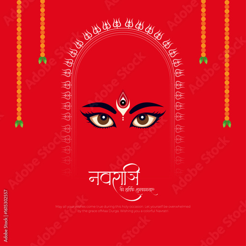 Happy Durga Puja and navratri post and greeting card, Indian Goddess Druga pooja and Subh Navratri background. vector illustration.