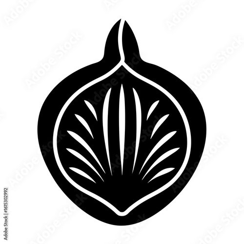 Stylized Black and White Fig Icon.