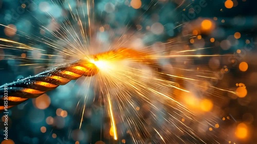 Fiery Metal Ignition: A Close-Up of Sparks and Glowing Wire