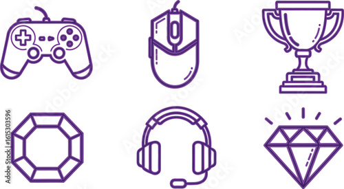 Gaming accessories icons vector illustration for gamer equipment and esports tournament design concept