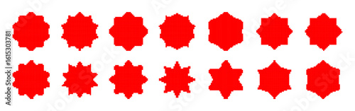 Price tags pixel set. Stickers Labels collection. Pixel art.