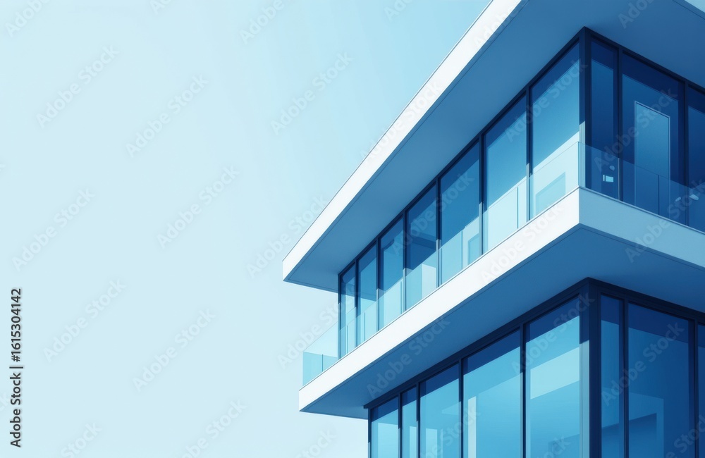 Fototapeta premium Modern glass building with clean lines and reflective surfaces showcasing contemporary architecture