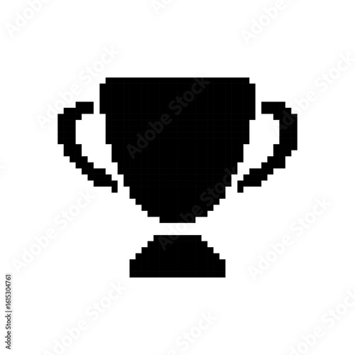 Trophy pixel icon. Winner prize success achievement reward symbol. Pixel art.