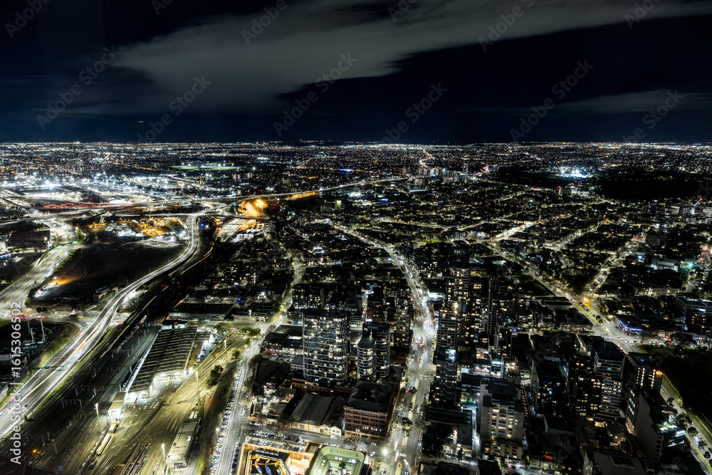 Obraz premium Melbourne Skyline at Night in Australia
