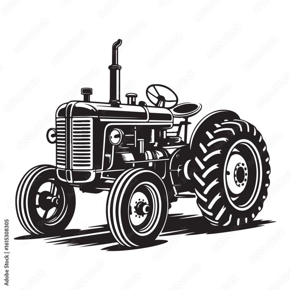 Obraz premium Vintage tractor silhouette for farming and agriculture