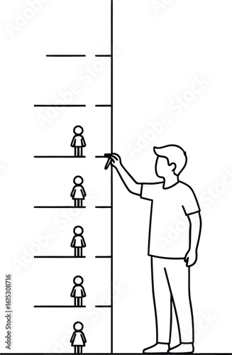 Growth chart illustration vector design for height measurement and development tracking