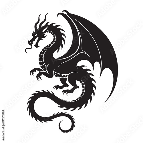 Wallpaper Mural Majestic black dragon silhouette in flight Torontodigital.ca