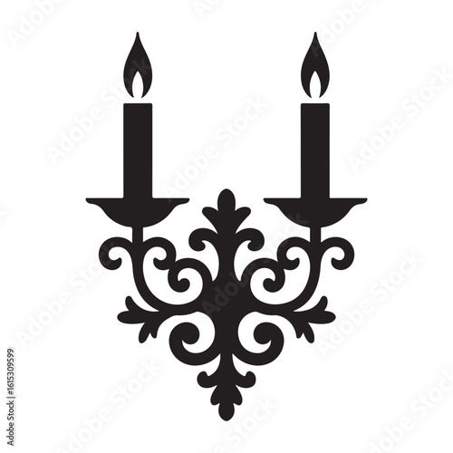 Ornate double candle sconce silhouette