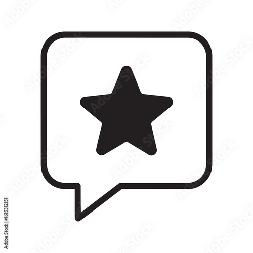 Rating icon with a star inside a speech bubble representing customer feedback review satisfaction score and communication for online service line vector stroke