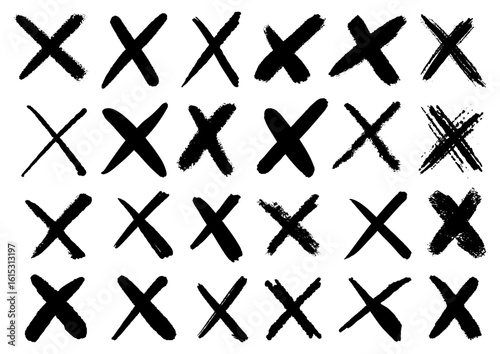Collection of hand drawn grunge style crosses 2310