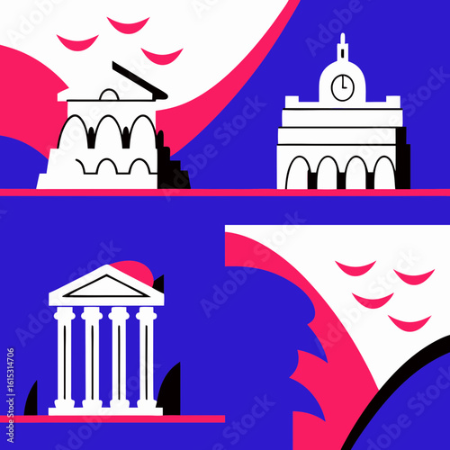 vector set of landmarks and monuments