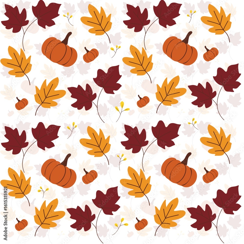 Festive Fall Pattern with Pumpkins and Leaves
