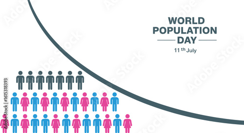 World population day graphic illustration for demographic trends and population growth analysis