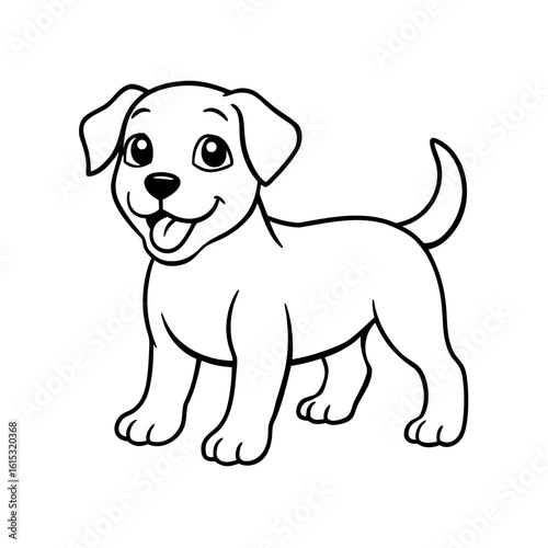 ute Cartoon Dog Line Art Vector Adorable Puppy Outline for Coloring Pages, Kids Art & Pet Design