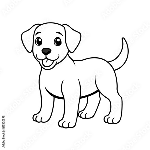ute Cartoon Dog Line Art Vector Adorable Puppy Outline for Coloring Pages, Kids Art & Pet Design