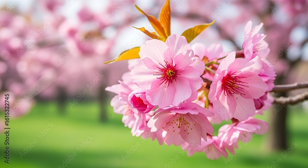 Fototapeta premium Beautiful blossoms in a springtime garden scene evoking serenity and beauty