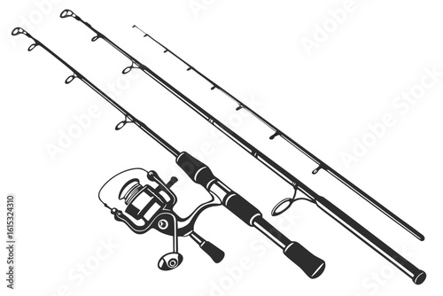 Fishing rod and reel illustration for angling and outdoor recreation