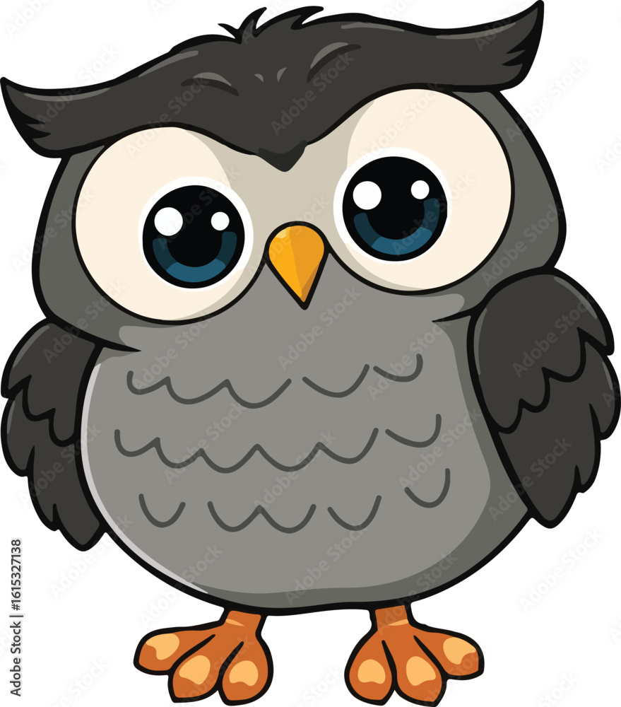 Obraz premium Vector Cute Blac Chibi Owl