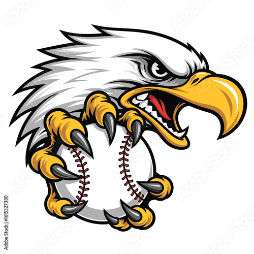 Eagle Clutching Baseball – Powerful Sports Vector Design for Team Apparel