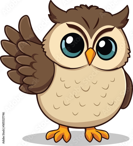 Vector Cute Brown Owl Say Hello