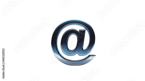 Shiny metallic at symbol representing connection and digital communication