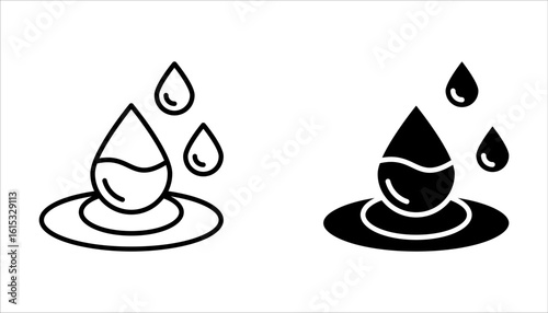 Skin hydration line outline icon set, vector illustration on white background.