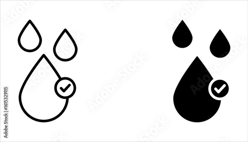Skin hydration line outline icon set, vector illustration on white background.