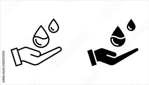 Skin hydration line outline icon set, vector illustration on white background.
