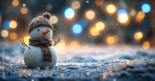 Snowman winter holiday scene