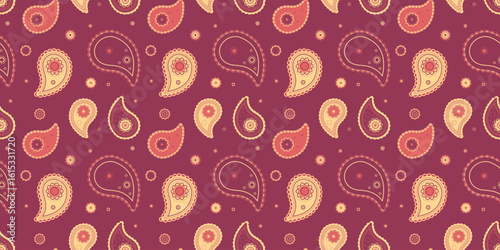 Tissue ornate with bohemian luxury. Material colors of festival greeting card. National elegant on oriental tradition.