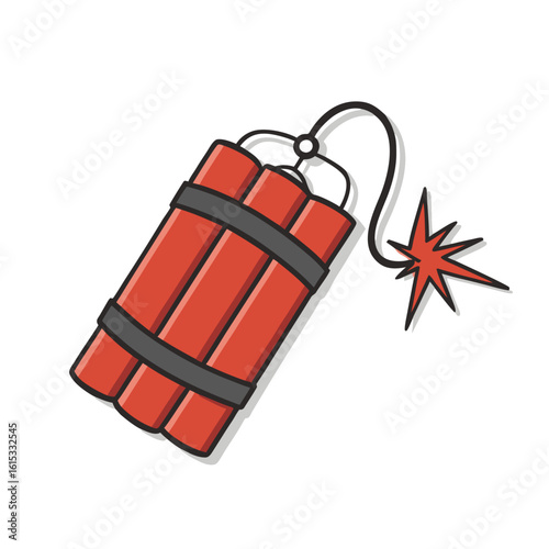 Red dynamite sticks with fuse and explosion vector illustration bomb