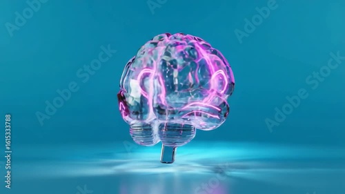 3D Rendered Transparent Brain with Pink Veins