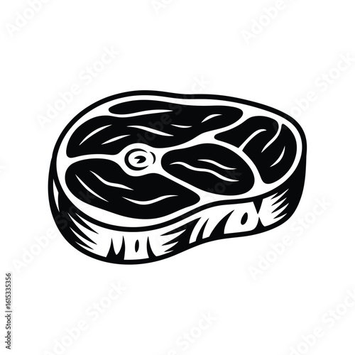 Black and white beef steak illustration raw meat food