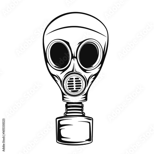 Black and white gas mask illustration protection safety
