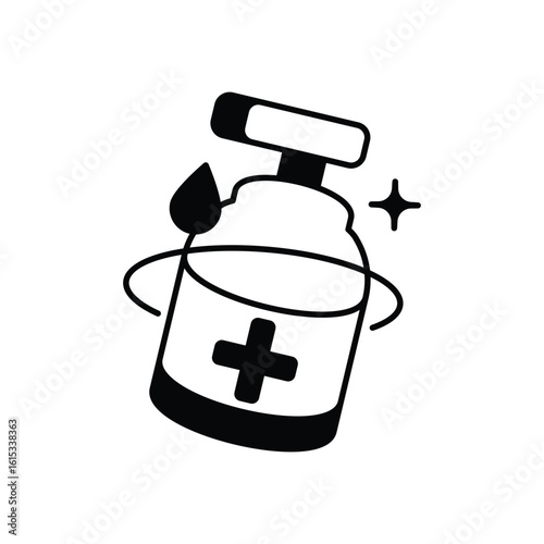 Disinfectant glyph icon with white background vector stock illustration