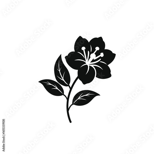 Azalea flower silhouette icon on white background