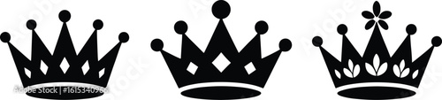 Black crowns with decorative elements royal regal