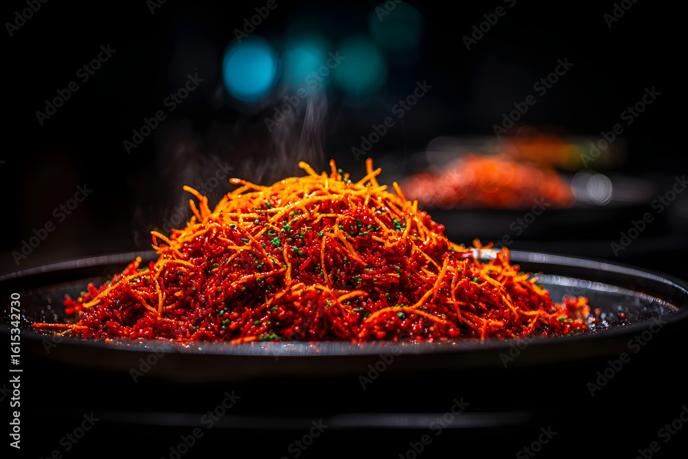Fototapeta premium Spicy Stir-Fried Noodles: A Culinary Adventure