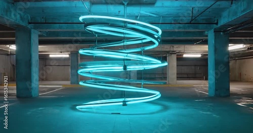 Spiral light art installation garage