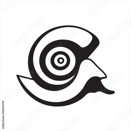 Silhouette Style Vector Nautilus Shell Logo Icon – Minimal Sea Shell Symbol for Marine, Ocean, Nature, or Spa Branding, Elegant Monochrome Spiral Graphic Design for Print, Web, and Packaging