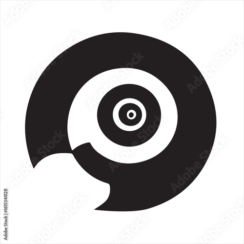 Silhouette Style Vector Nautilus Shell Logo Icon – Minimal Sea Shell Symbol for Marine, Ocean, Nature, or Spa Branding, Elegant Monochrome Spiral Graphic Design for Print, Web, and Packaging