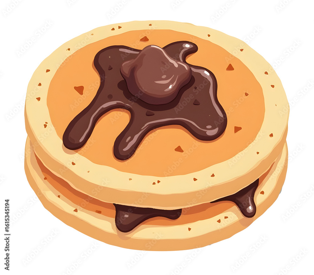 Fototapeta premium Delicious pancake with chocolate makes me happy and cheerful