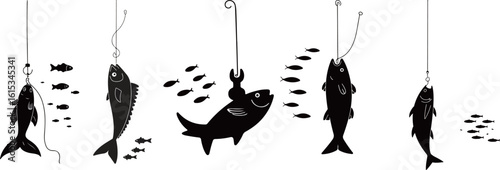 Fishing Illustration with Caught Fish