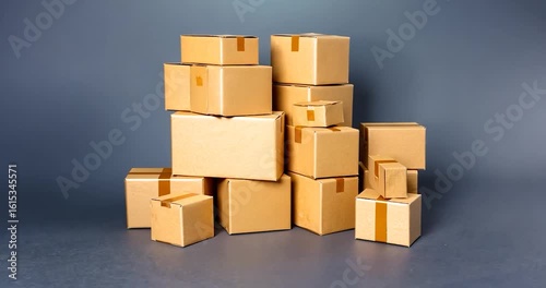Stacked cardboard boxes for delivery
