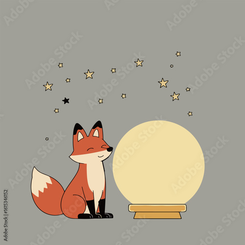 Fox Gazing at a Glowing Orb